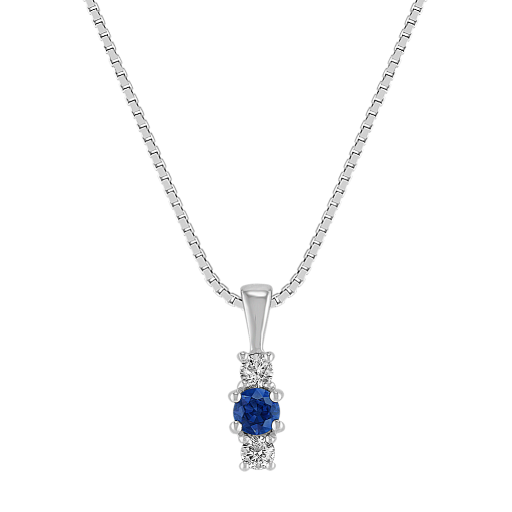 Diamond and Sapphire Three-Stone Pendant (18 in)