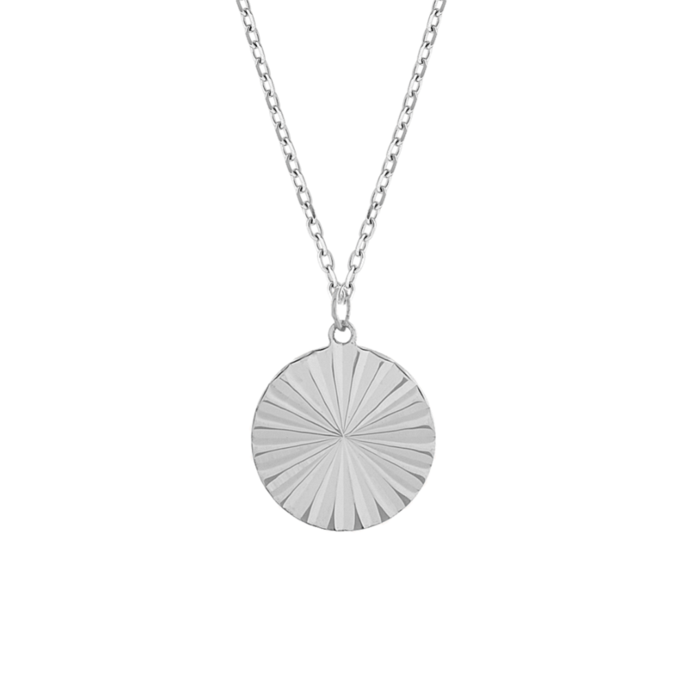 Fluted Circle Pendant in 14K White Gold (18 in)