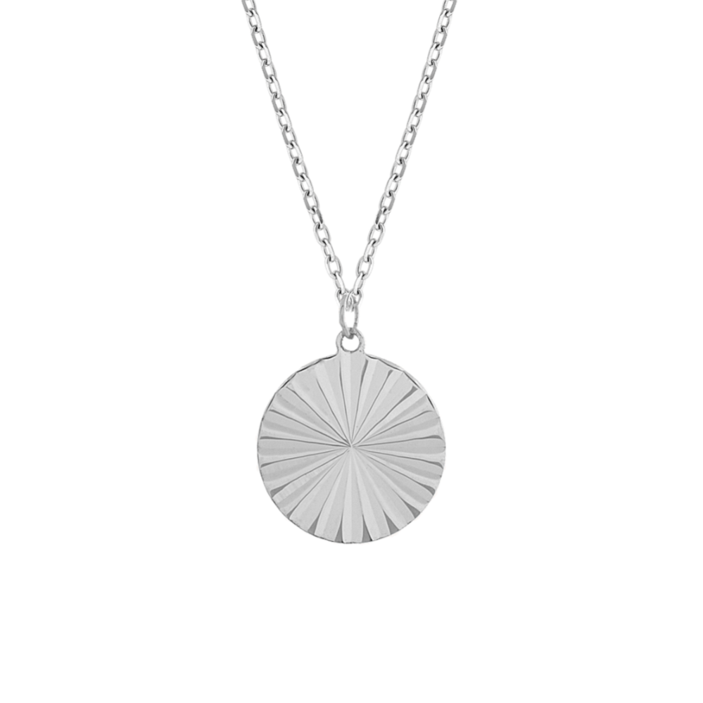 Fluted 14K White Gold Disk Pendant