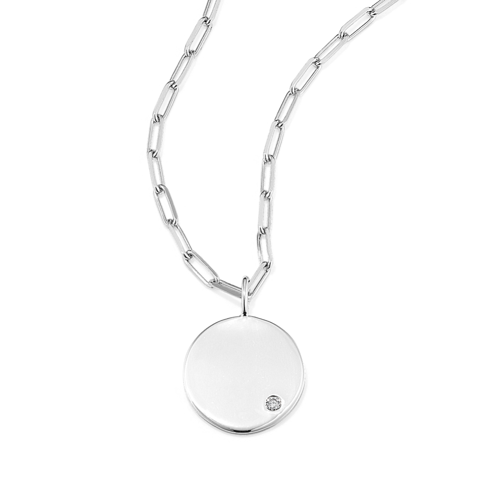 Disc pendant necklace on sale silver