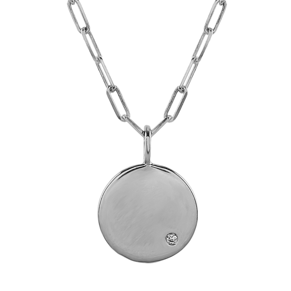 Disk Pendant with Diamond Accent in Sterling Silver (24 in)