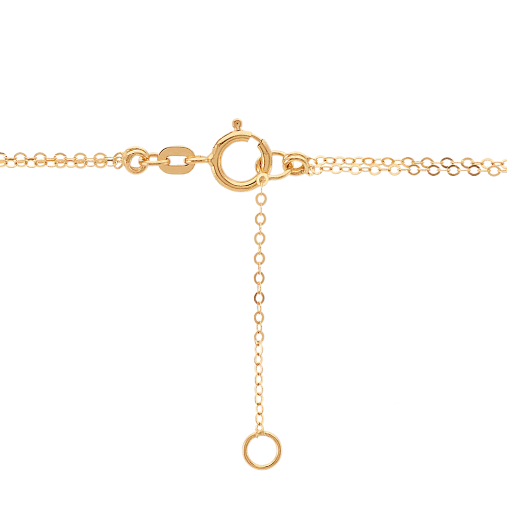 Double Chain Heart Necklace in 14k Yellow Gold (18 in) Shane Co.