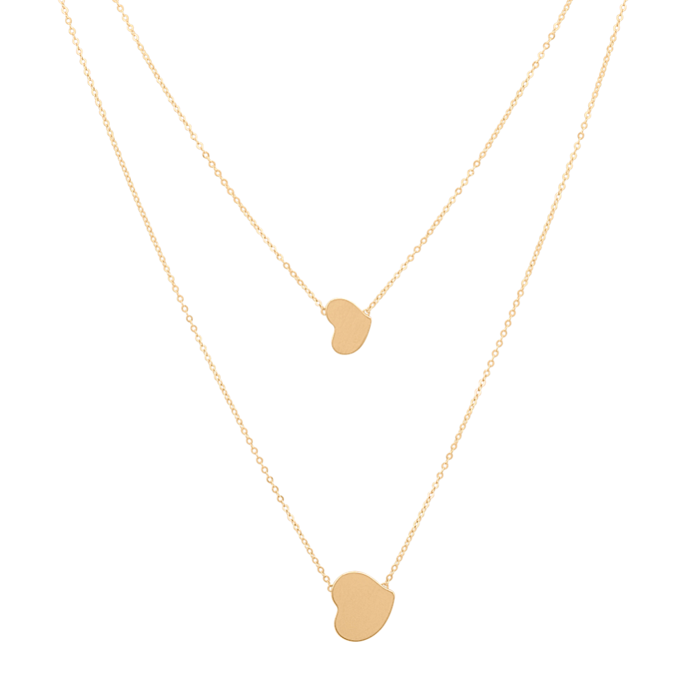 Double Chain Heart Necklace in 14k Yellow Gold (18'')