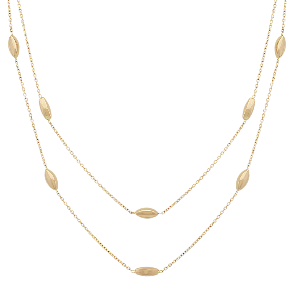 Double Chain Necklace with Stations in 14k Yellow Gold (18 in)