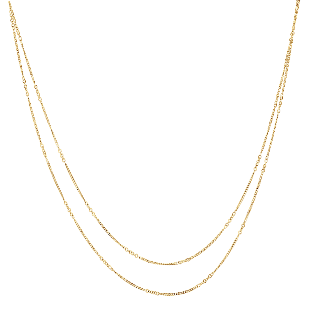 Double Curb Chain in 14k Yellow Gold (18'')