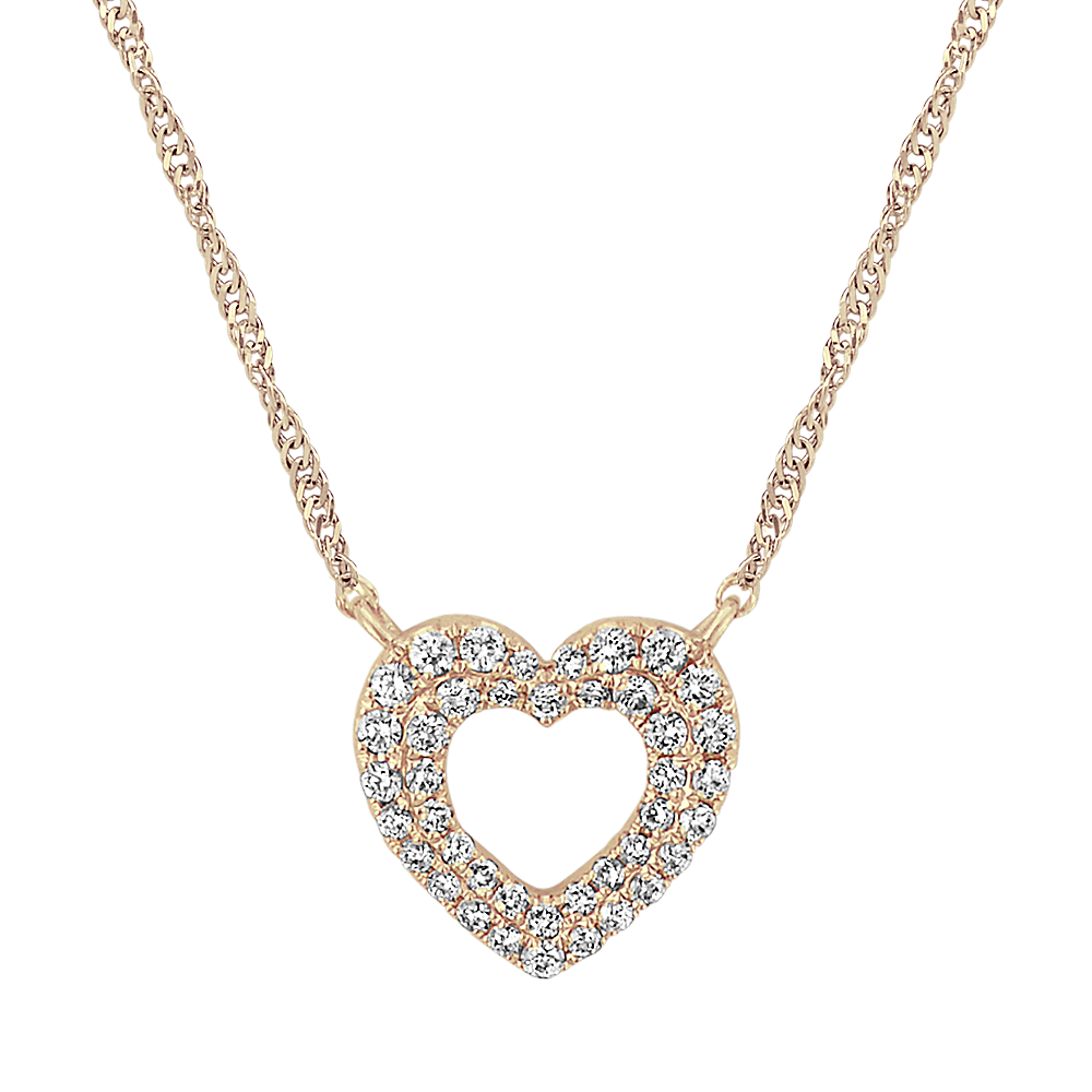 Double Halo Heart Necklace in 14k Yellow Gold (18 in) | Shane Co.