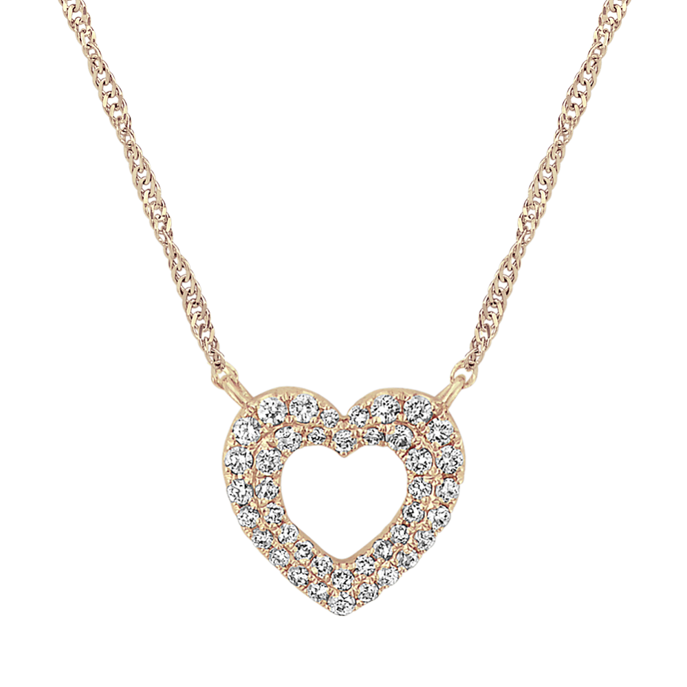 Double Halo Heart Necklace in 14k Yellow Gold (18 in)