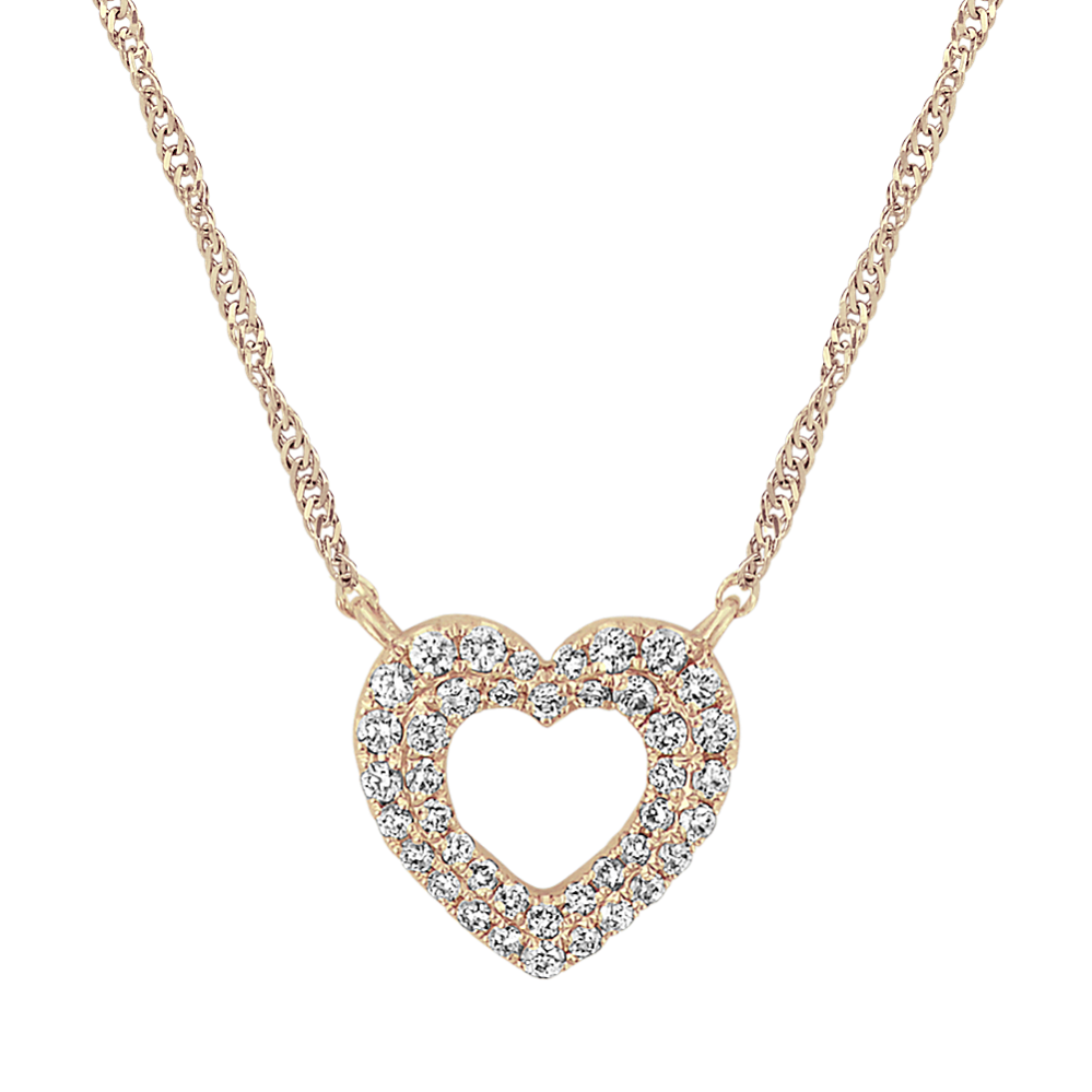 Double Halo Heart Necklace in 14k Yellow Gold (18'')