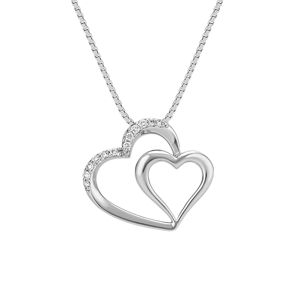 Waverly Natural Diamond Double Heart Pendant in Sterling Silver (20 in)