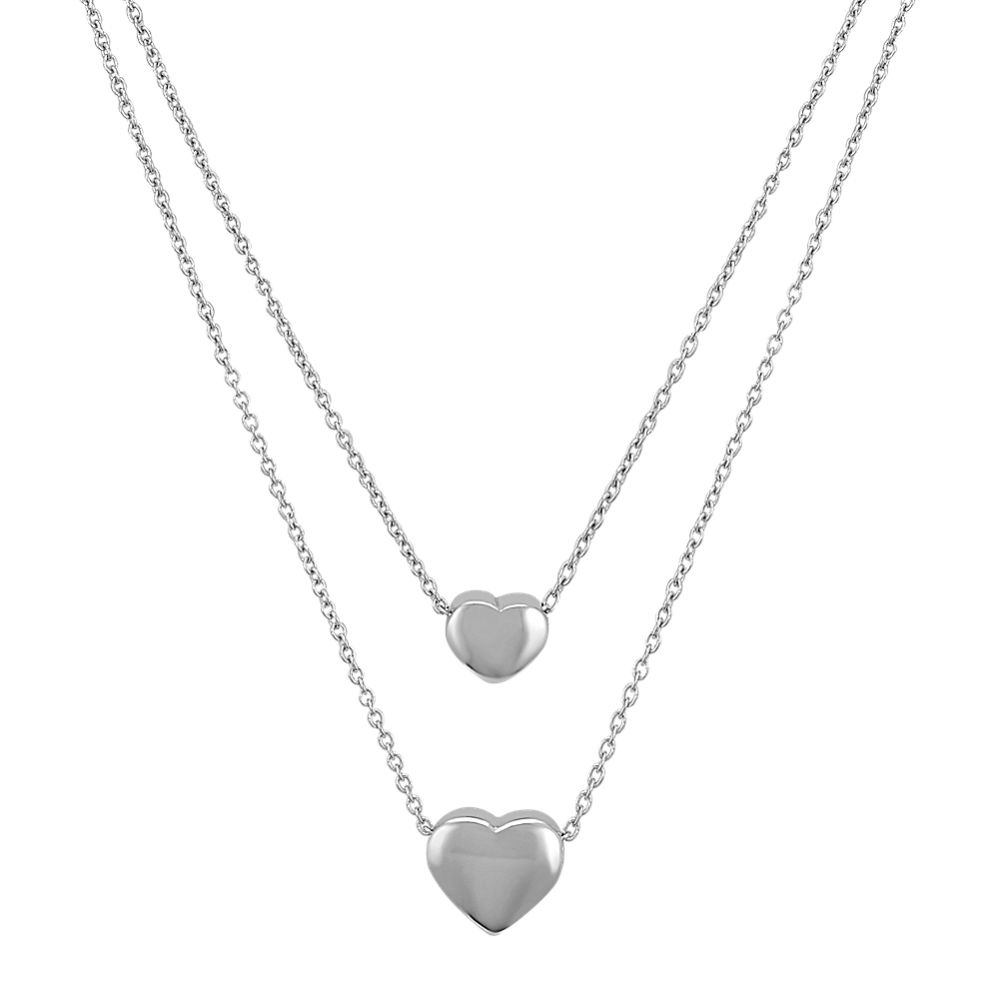 Double Heart Sterling Silver Necklace (18 in)