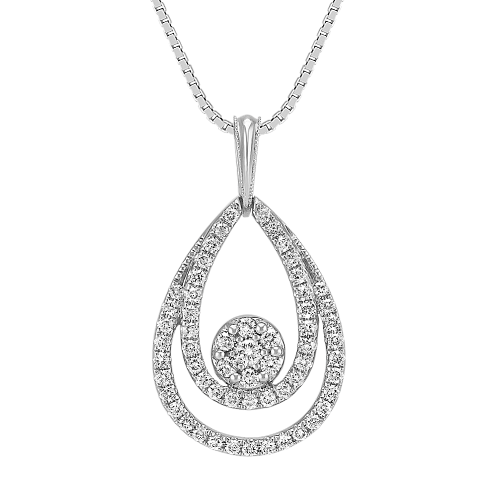 Double Teardrop Diamond Cluster Pendant (18'')