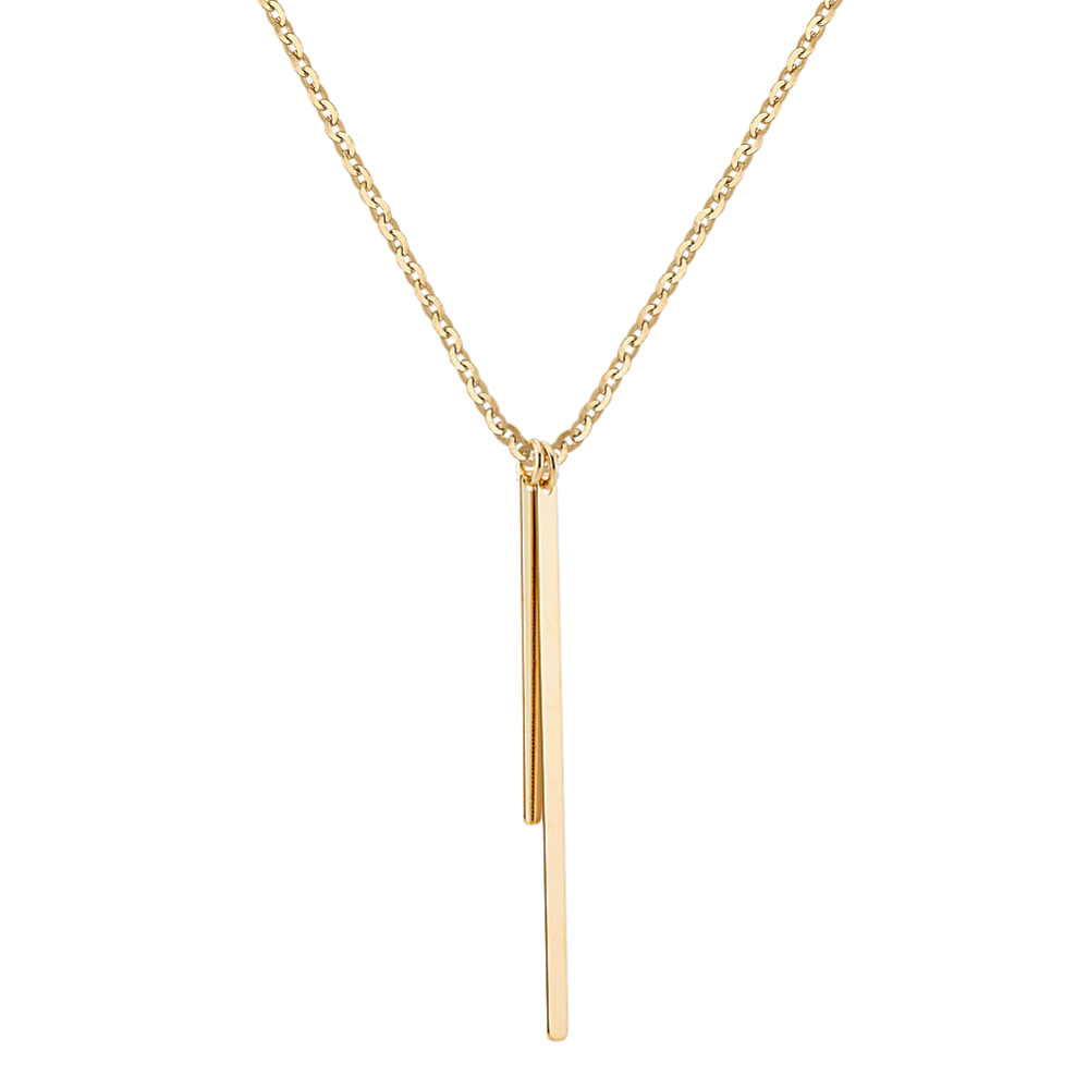 Double Vertical Bar Pendant in 14k Yellow Gold (18 in)