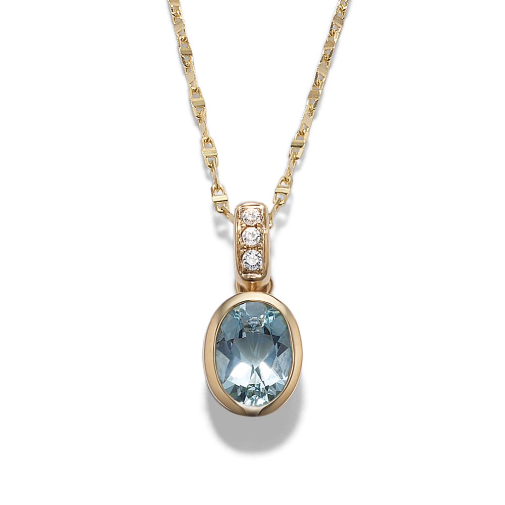 Dulce Aquamarine & White Sapphire Pendant