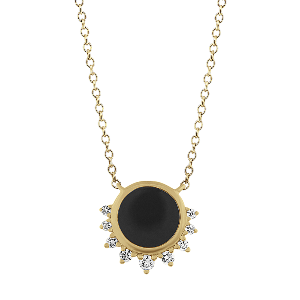 Eclipse Black Enamel and Diamond Necklace (18 in)