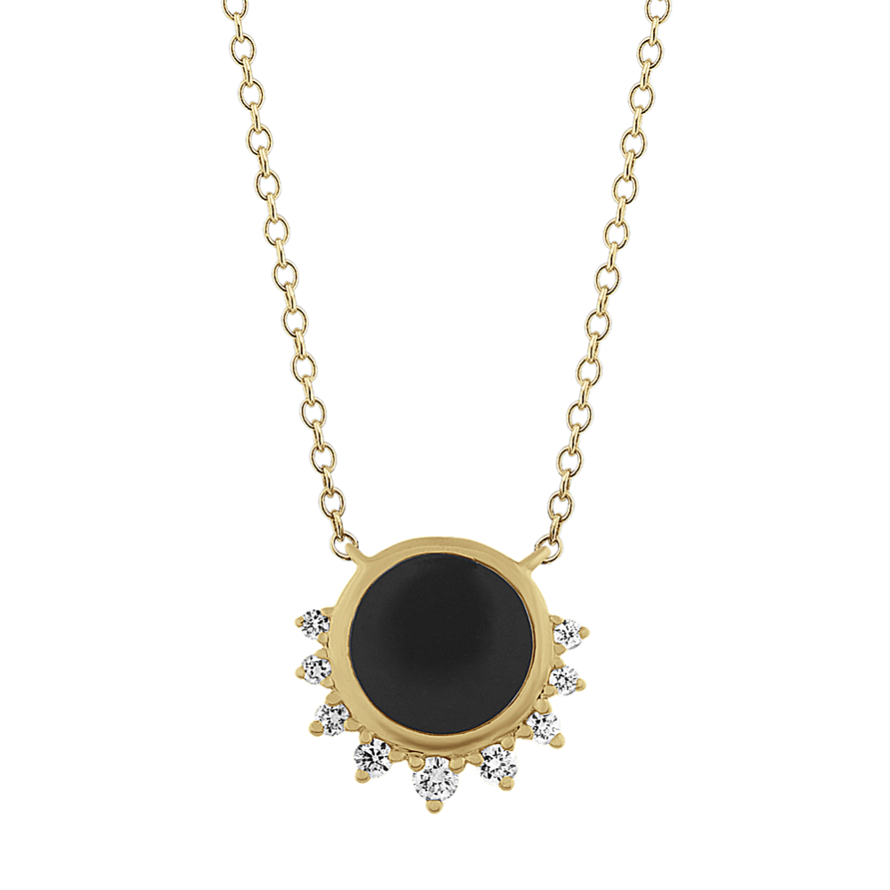 Eclipse Black Enamel and Diamond Necklace (18'')