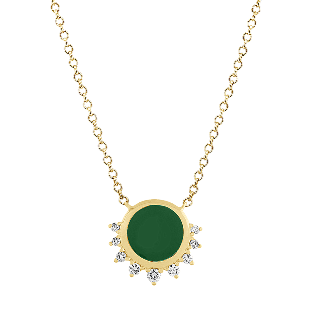 Eclipse Green Enamel and Diamond Necklace (18 in)