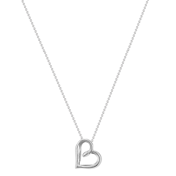 14k White Gold Diamond Heart Necklace 001-165-01205, Dickinson Jewelers