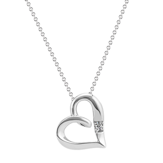 Emery Diamond Heart Necklace in Sterling Silver (20'')