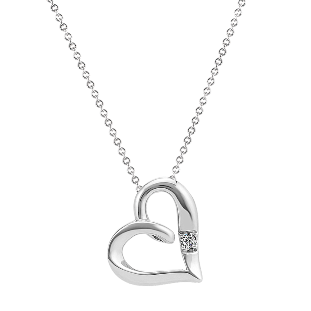 Emery Diamond Heart Necklace in Sterling Silver (20 in)