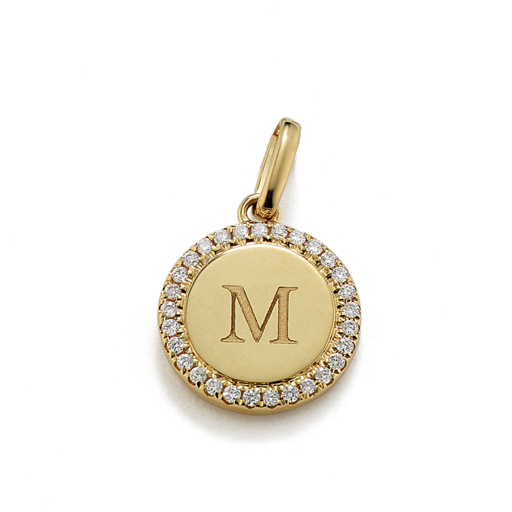 Diamond Halo Engravable Disk Charm