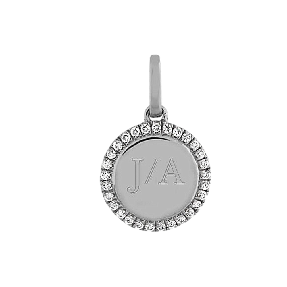 Diamond Halo Engravable Disk Charm