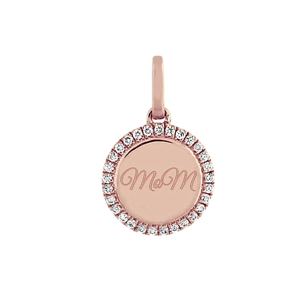 Diamond Halo Engravable Disk Charm