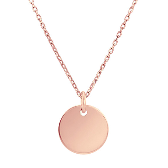 Engravable Disk Pendant in 14k Rose Gold (18 in) | Shane Co.