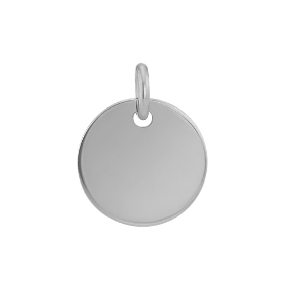 Engraveable Heart Pendant Custom Name Disc Charm Fashion 14K White Gold 