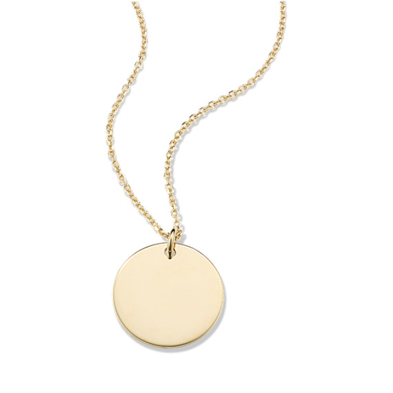 Engravable Disk Pendant In 14k Yellow Gold 20 Shane Co - Disk Pendant Necklace