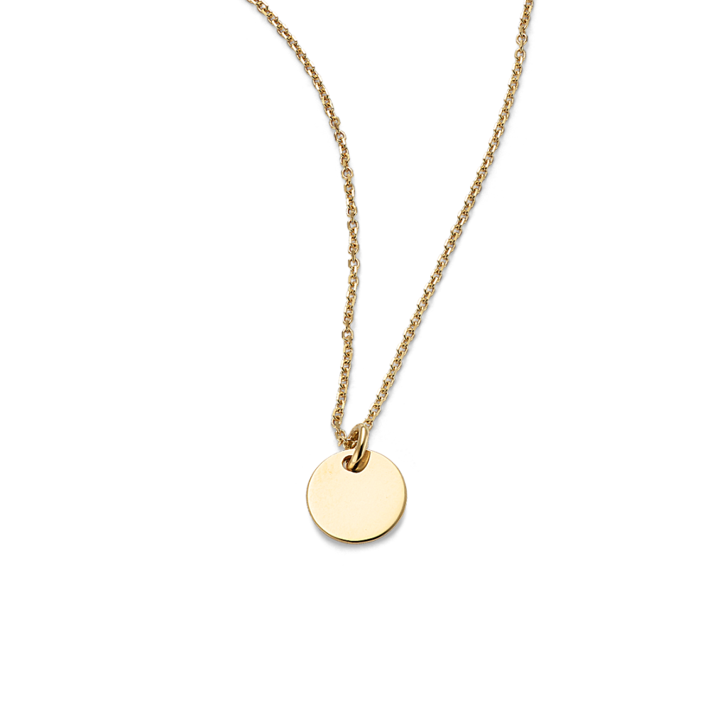 Linden Engravable Disk Pendant in 14K Yellow Gold (18 in)