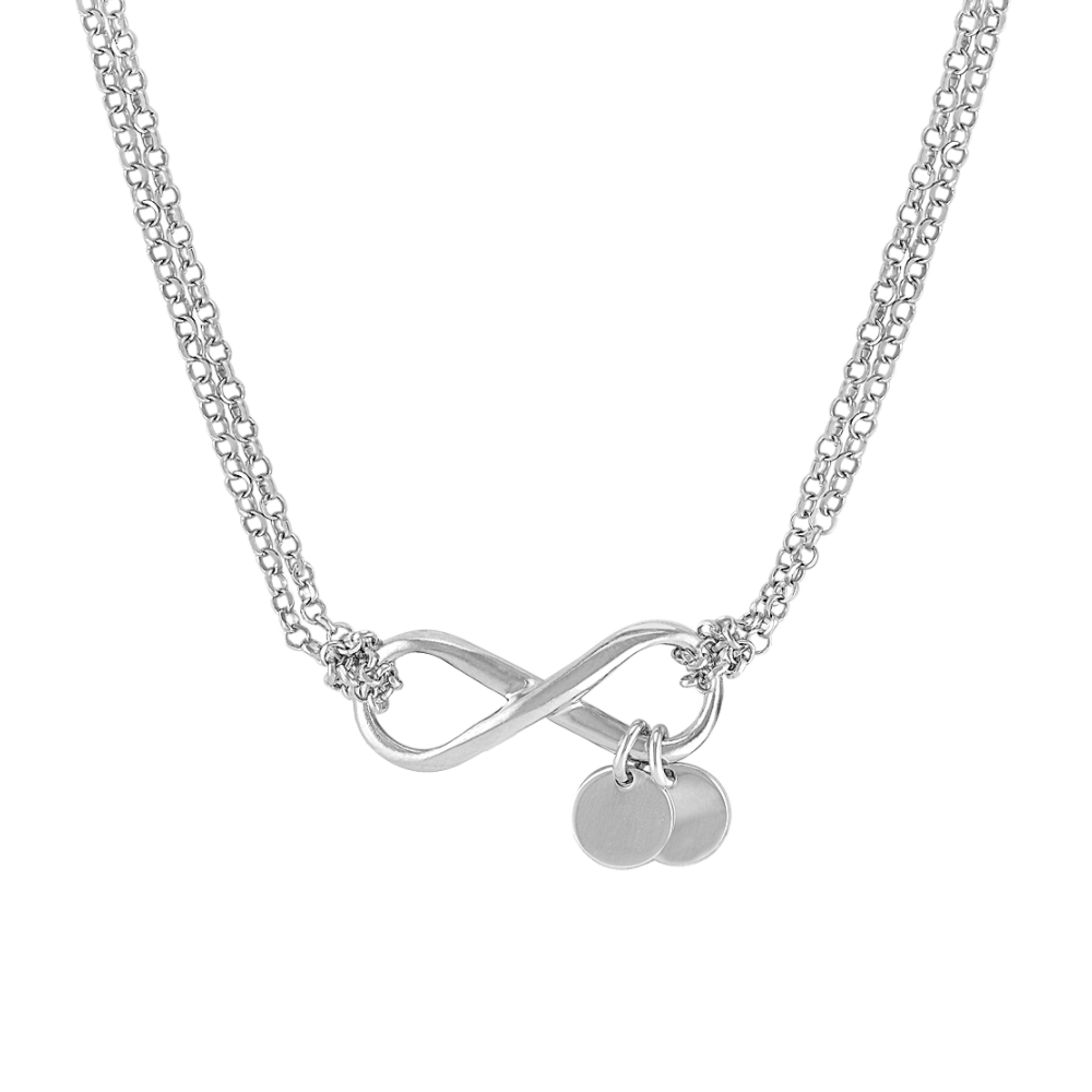 Sterling Silver Engravable Infinity Necklace Shane Co.