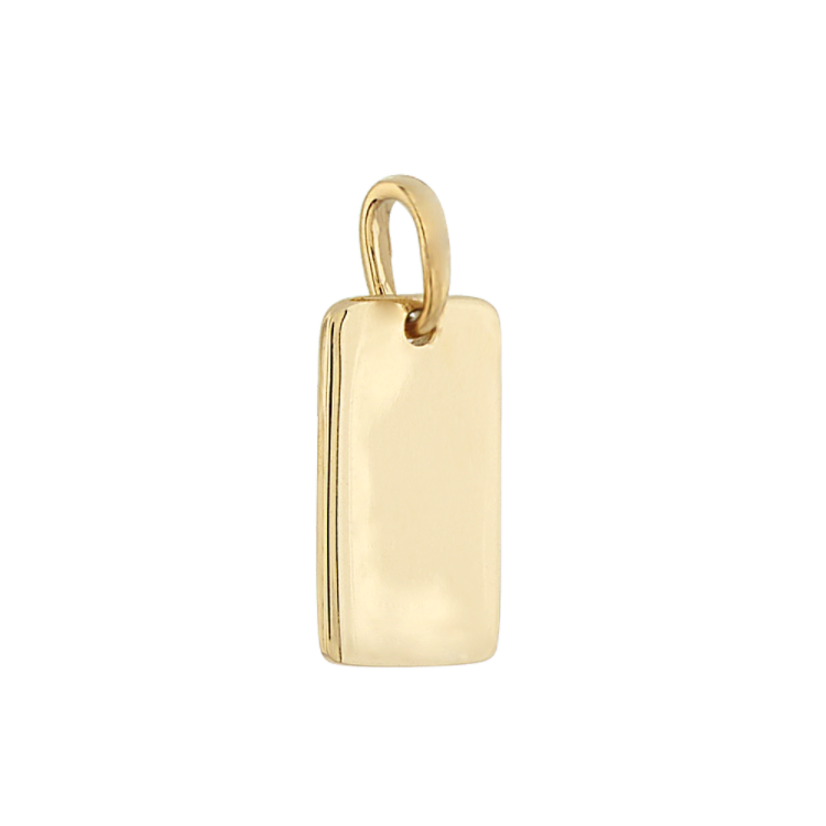 Engravable Rectangle Charm in 14k Yellow Gold