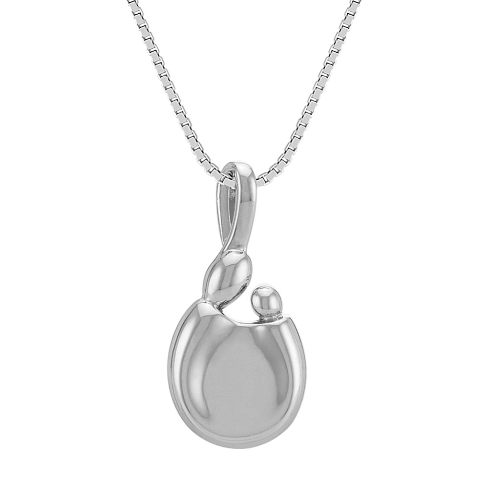 Engravable Sterling Silver Mother and Child Pendant (18 in)