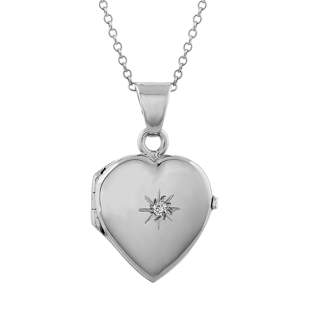 Engravable Round Diamond Heart Locket (20 in)