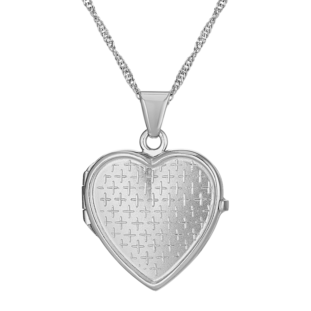 Engraved Heart Locket with Satin Finish in Sterling Silver (20 in)