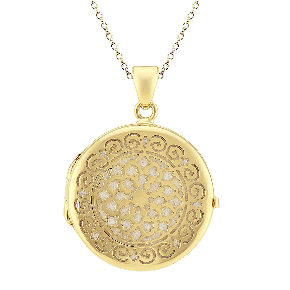 Engraved Locket in 14k Yellow Gold (22 in) | Shane Co.