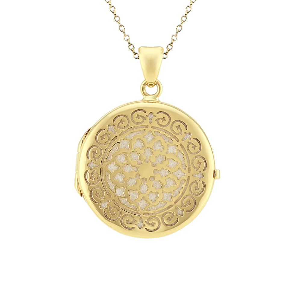 Engraved Locket in 14k Yellow Gold (22 in)