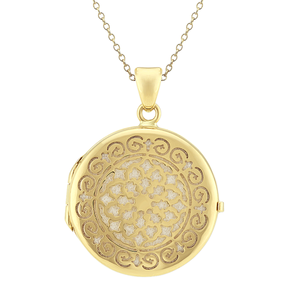 Engraved Locket in 14k Yellow Gold (22 in)