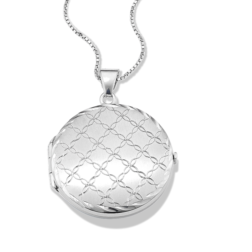 Engraved Sterling Silver Circle Locket (20'')