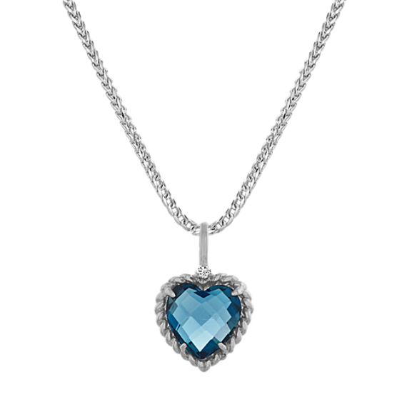 Evie Blue Topaz & Diamond Heart Pendant