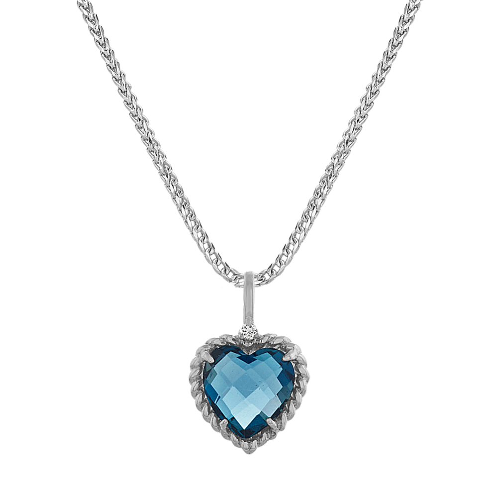 Evie Blue Topaz & Diamond Heart Pendant