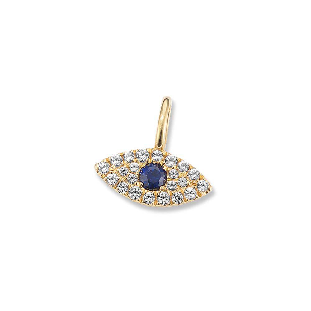 Evil Eye Blue & White Sapphire Charm