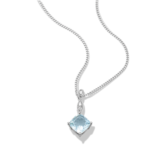 Aquamarine & Diamond Twist Pendant