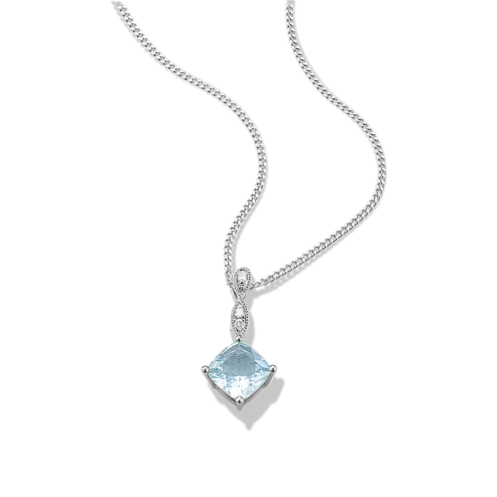 Aquamarine & Diamond Twist Pendant