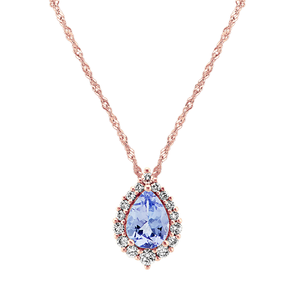 Feliz Tanzanite & Diamond Halo Pendant