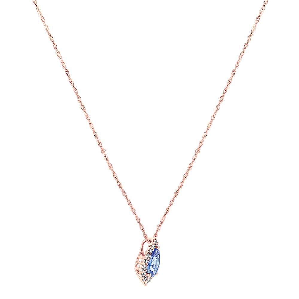 Feliz Tanzanite & Diamond Halo Pendant | Shane Co.