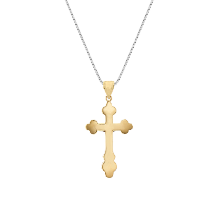 Abbey Filigree Crucifix Pendant in 14K White and Yellow Gold (18 in)