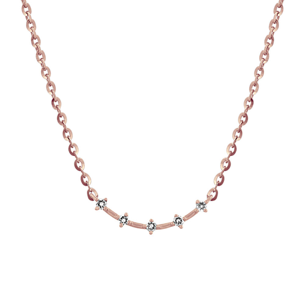 Five-Stone Natural Diamond Curved Bar Necklace (20 in)