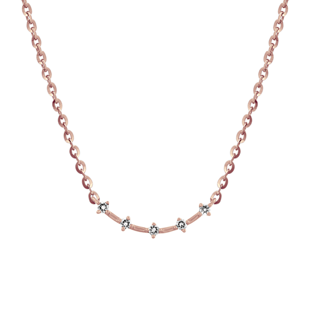 Five-Stone Diamond Curved Bar Necklace (20'')