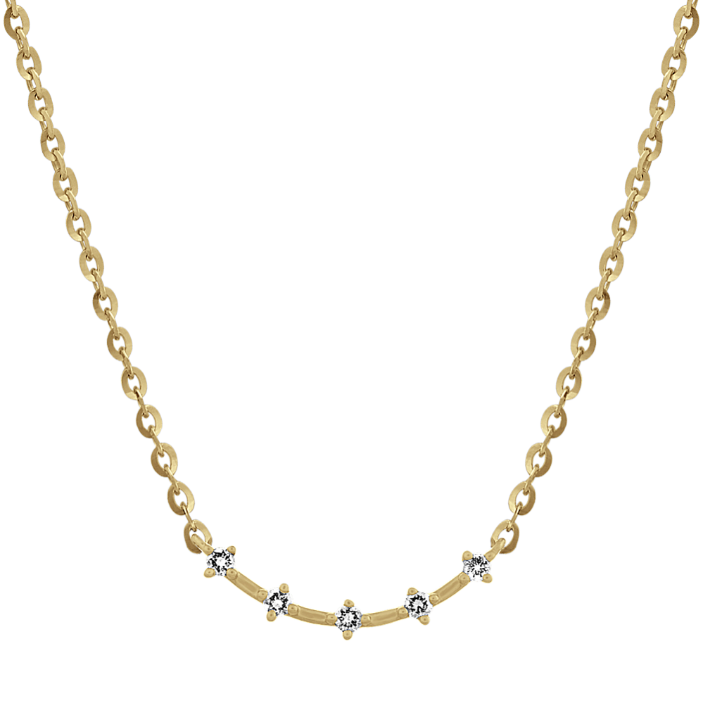 Five-Stone Diamond Curved Bar Necklace (20 in)